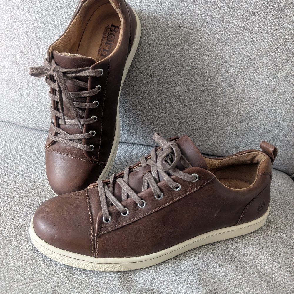 Born Allegheny Leather Sneakers Men's Size 9M Brown Lace Up Comfort Casual Shoes